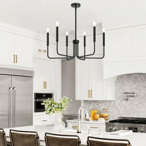 Black Six Light Farmhouse Chandelier For Dining Room