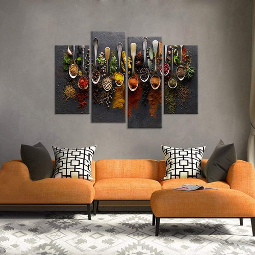 Spice Spoon Canvas Art: Kitchen Food Wall Decor