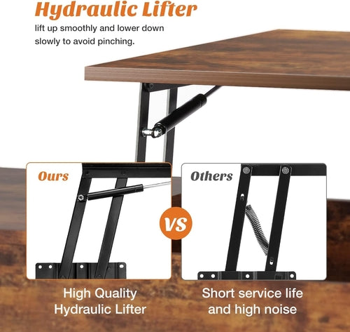 Coffee Table, Lift Top Coffee Tables for Living Room, Small Rising