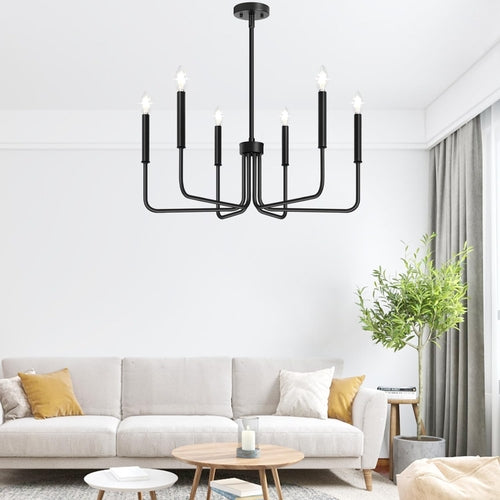 Black Six Light Farmhouse Chandelier For Dining Room