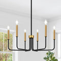 Black And Gold Six Light Farmhouse Chandelier For Dining Room