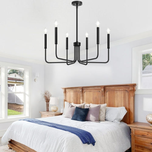 Black Six Light Farmhouse Chandelier For Dining Room