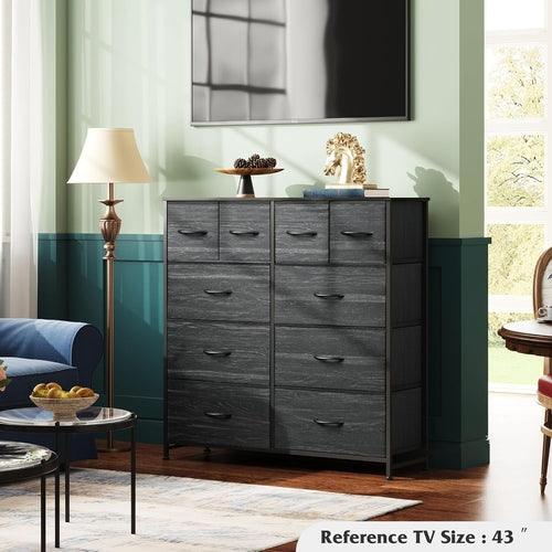 Charcoal Dresser With 10 Drawers For Bedroom Storage