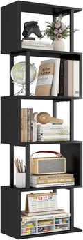 5 Tier S Shaped Bookcase Black Wood And Metal Livingroom
