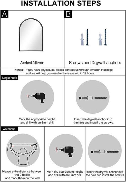 Black Arch Wall Mirror Modern Bathroom, Living Room