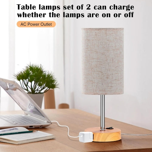 Table Lamp for Bedroom Set of 2, Bedside Small Lamps with 3 Way