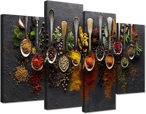 Spice Spoon Canvas Art: Kitchen Food Wall Decor
