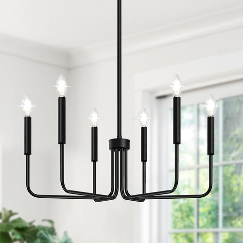 Black Six Light Farmhouse Chandelier For Dining Room