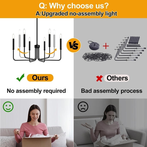 Black Six Light Farmhouse Chandelier For Dining Room