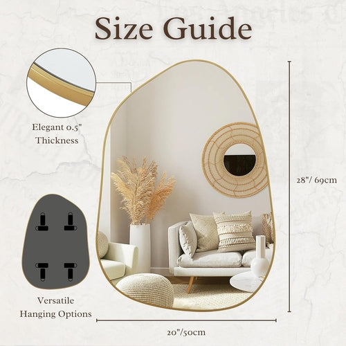 Asymmetrical Gold Mirror 28x20, Wood Frame, Home Decor