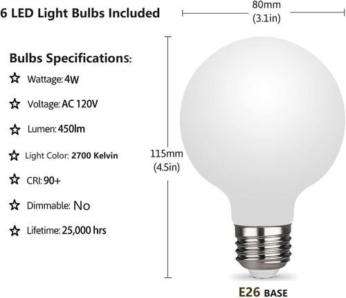 Gold 6-Light Sputnik Chandelier With LED Bulbs Included